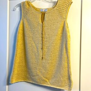 Boho sleeveless crochet knit sweater top SM